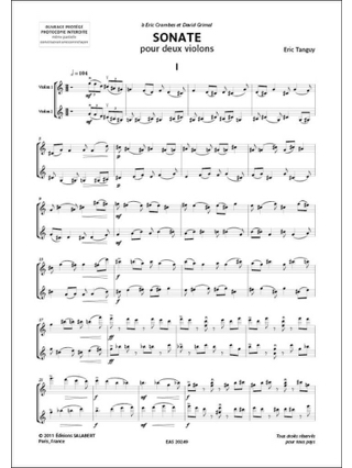 Sonate - 2 Violons - Eric Tanguy - Partition - Violon